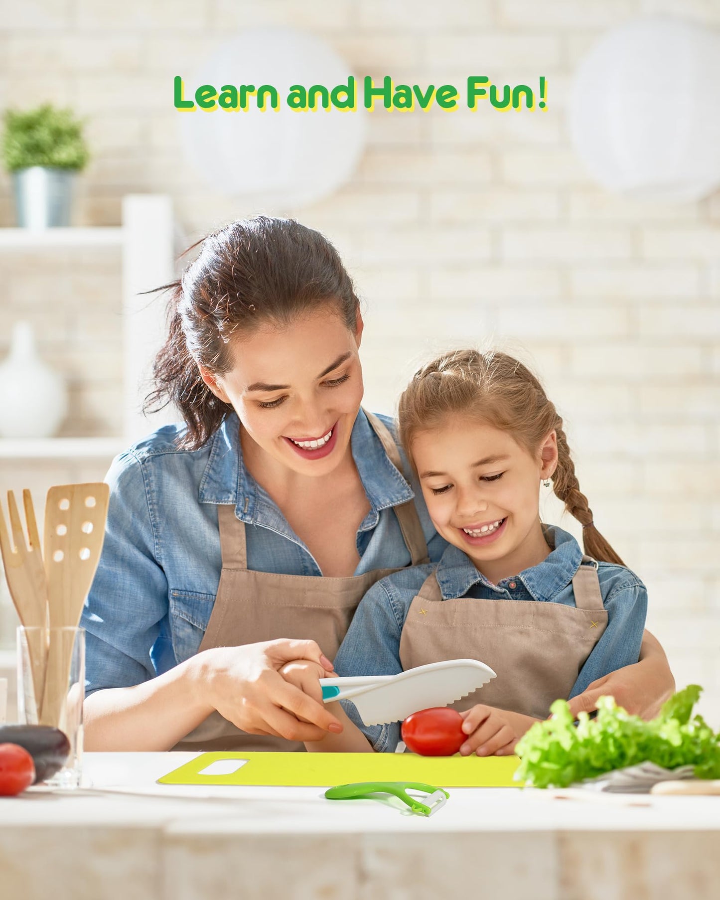 Melican Kids Knife Set – 5 Pcs Montessori Kitchen Tools for Toddlers, Real Cooking, BPA Free