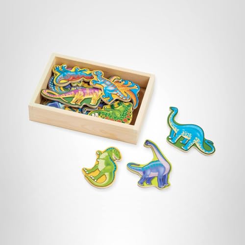 Melissa & Doug Magnetic Wooden Dinosaurs – 20-Piece Dino Magnets in Wooden Storage Box