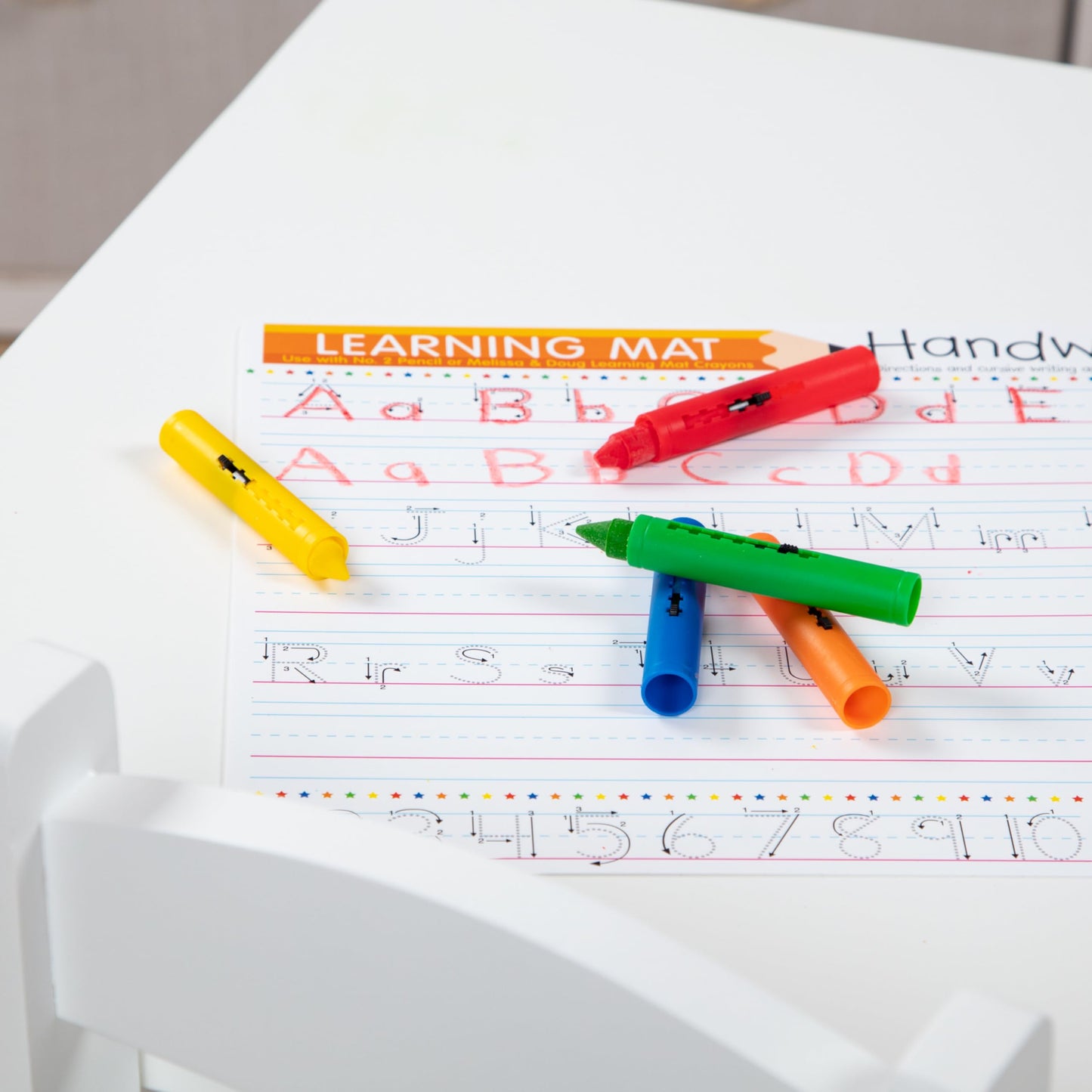 Melissa & Doug Learning Mat Crayons – 5 Colors for Reusable Art