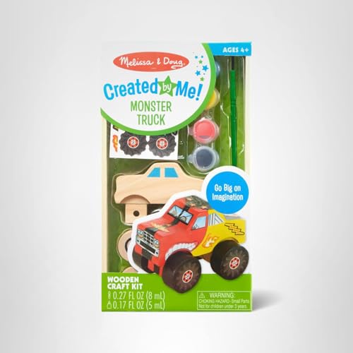 Melissa & Doug Created by Me! Monster Truck Wooden Craft Kit – Build, Paint & Decorate