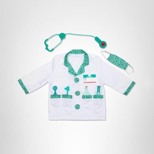 Melissa & Doug Doctor Costume Dress-Up Set (8-Piece) – Pretend Play Outfit for Kids 3–6