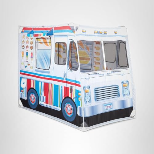 Melissa & Doug Fabric Double-Sided Food Truck Play Tent – Ice Cream & BBQ Role Play for Kids 3+