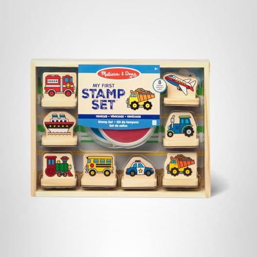 Melissa & Doug My First Wooden Stamp Set: Vehicles with Washable Ink for Kids