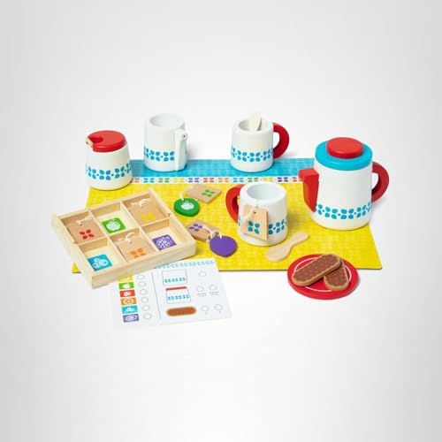 Melissa & Doug 20-Piece Steep and Serve Wooden Tea Set – Pretend Play