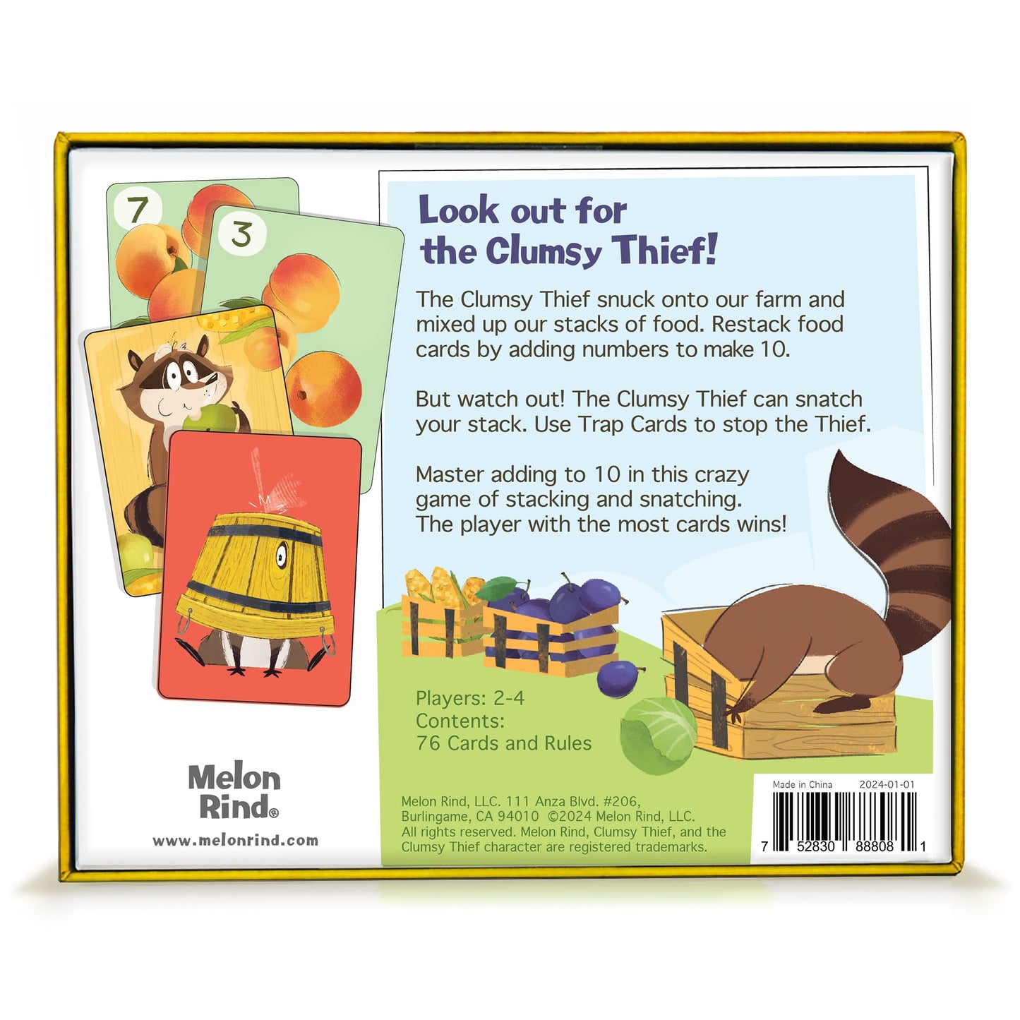 Melon Rind Clumsy Thief Junior Math Card Game – Adding to 10, Fun for Kids 5–7+, 2–4 Players