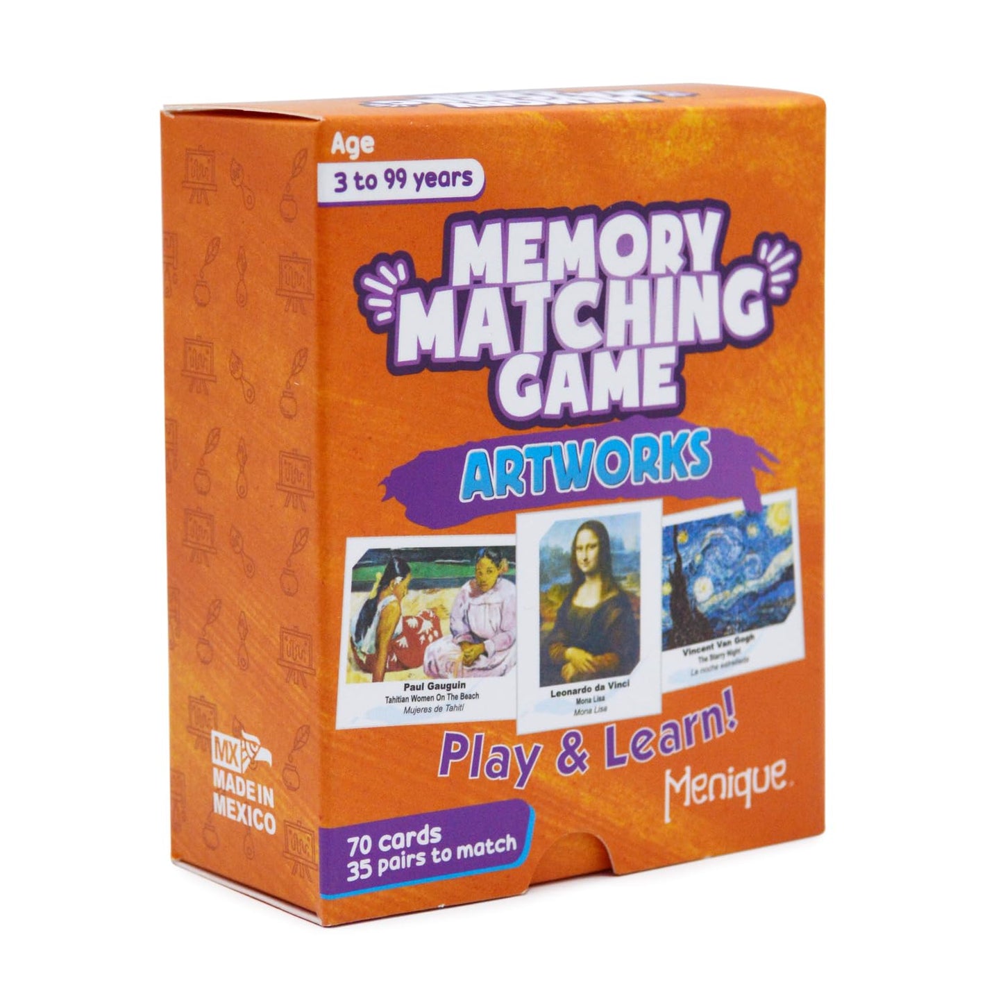 Menique Memory Matching Game – 70 Cards, 35 Pairs – Bilingual Art Game for Adults & Kids