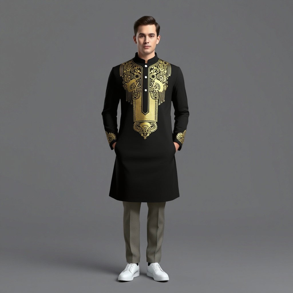 Men's African Printed Long Prayer Shirt