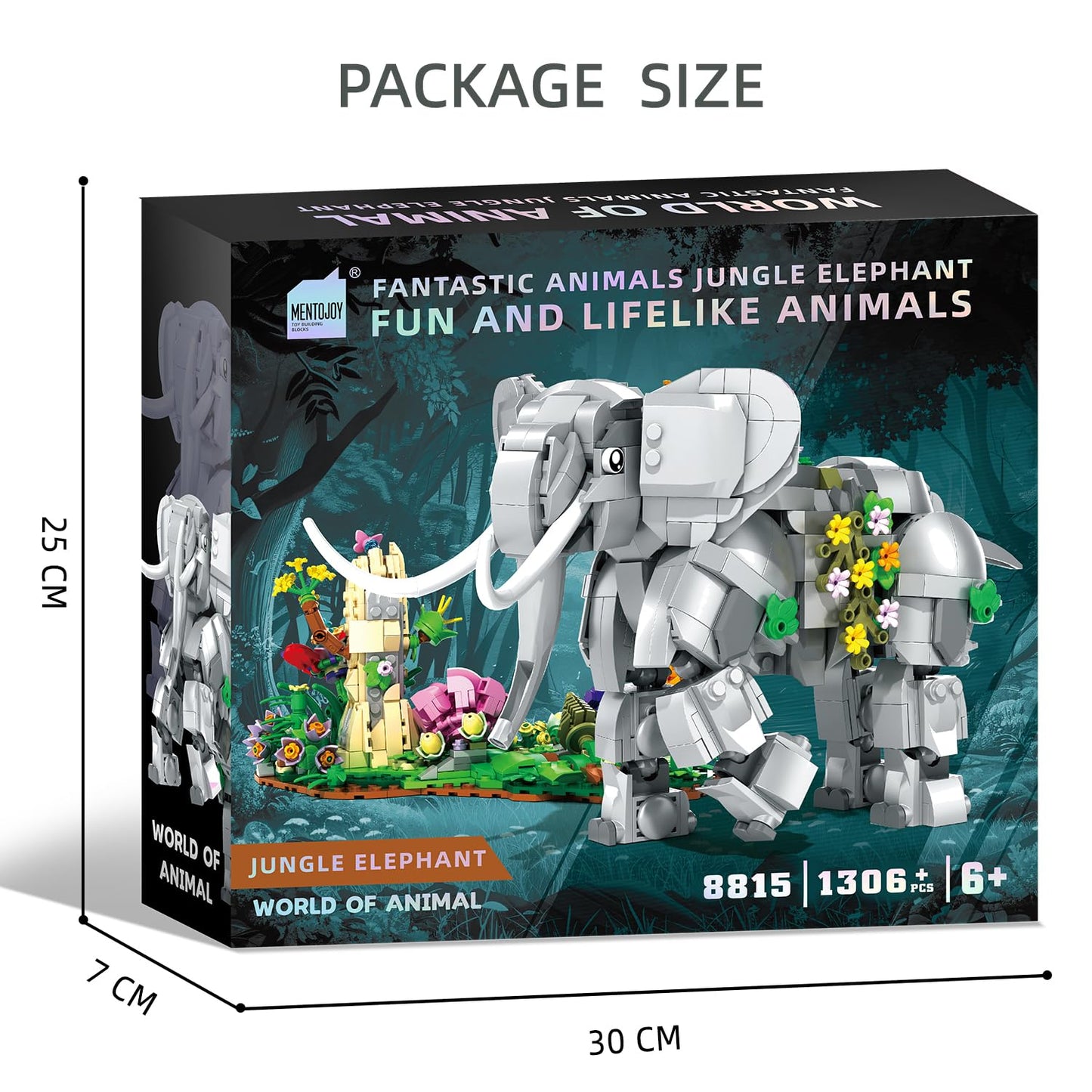 MENTOJOY Elephant Building Set – 1306 Pieces, Jungle Desktop Decoration, Gift for Kids & Adults