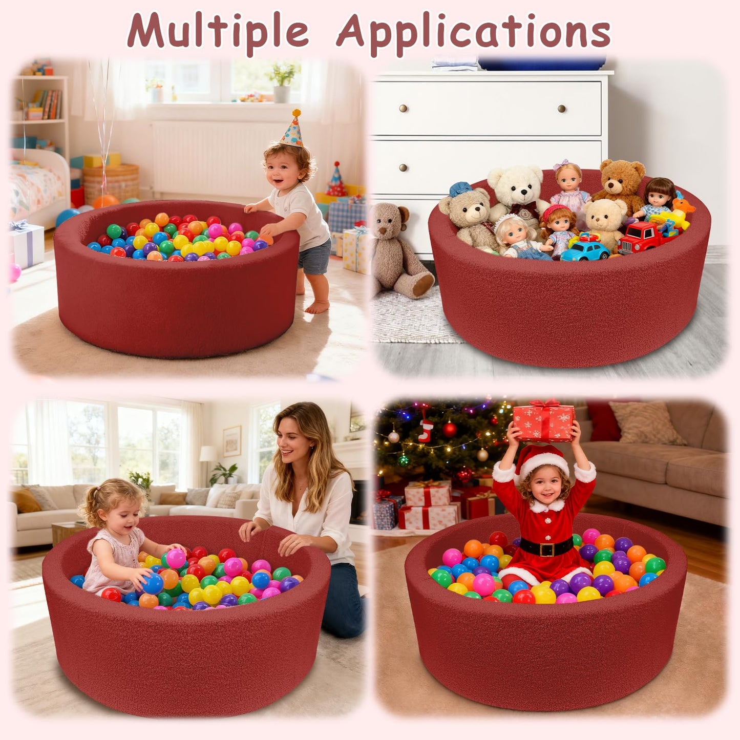 MEOGETY Kids Foam Ball Pit – Soft Teddy Fleece Play Space for Toddlers