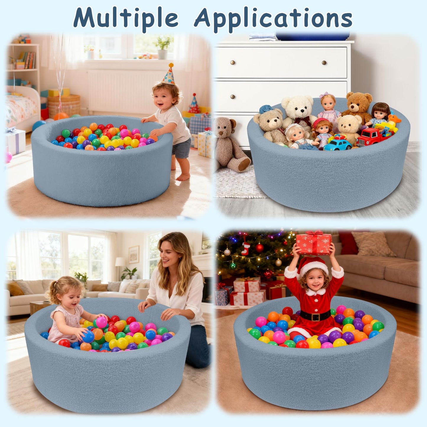 MEOGETY Kids Foam Ball Pit – Safe Teddy Fleece Play Space (Balls Not Included)