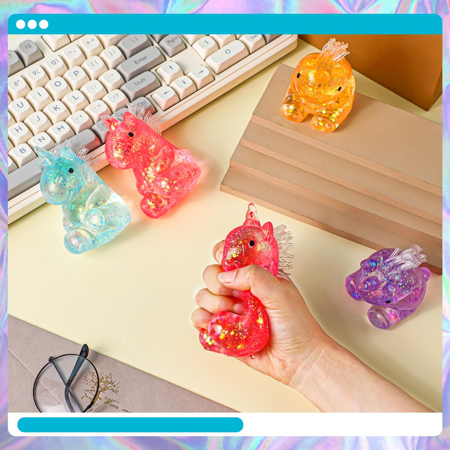 Meooeck 12 Pcs Unicorn Stress Relief Toys – Mini Fidget Balls for Adults, ADHD, Anxiety, Office & Party Fun