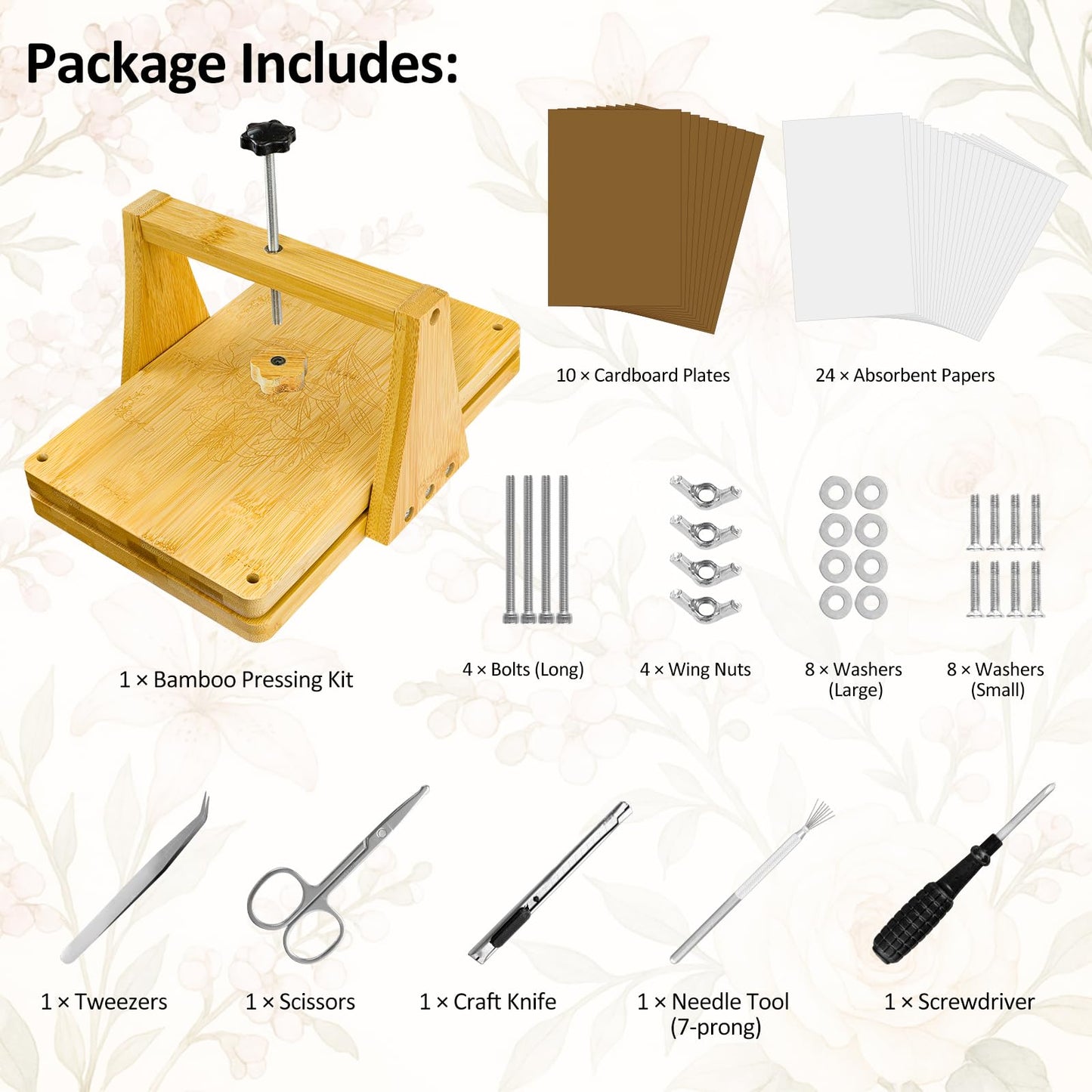 MeRGBWLife Large Bamboo Flower Press Kit – 11x7, 6 Layers, DIY Plant Press for Arts & Crafts