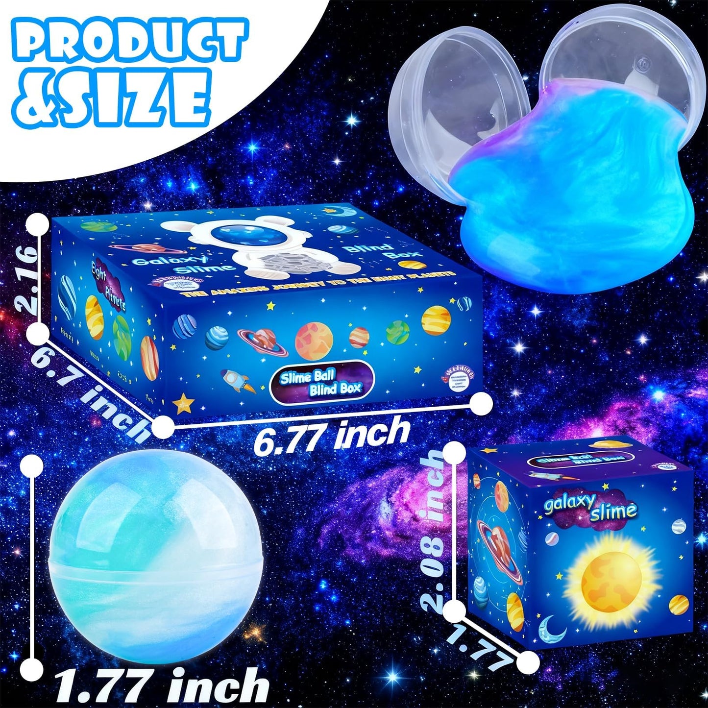 MERMAIDSLIME Galaxy Slime Party Favors — 9 Pack Eight Planets Slime Balls, Non-Sticky & Mess-Free