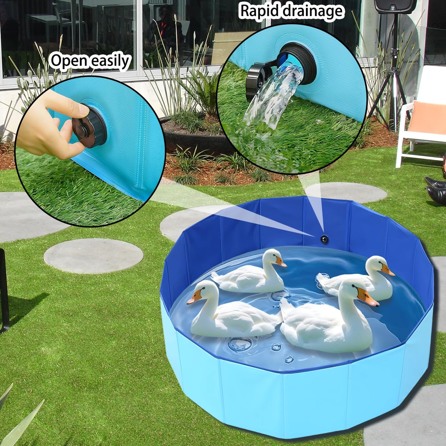 Merrisport Upgraded Large Duck Pool 39x12 in – Foldable, Durable PVC Pet Pool