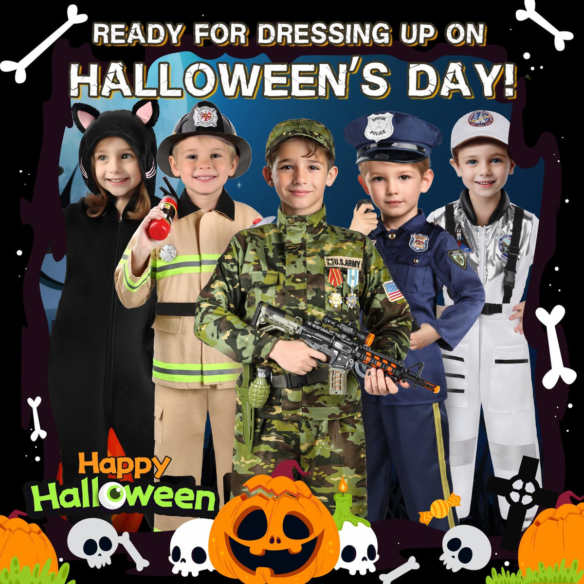 Metemot Kids Army Costume Deluxe Set - 14-Piece Military Dress Up for Boys