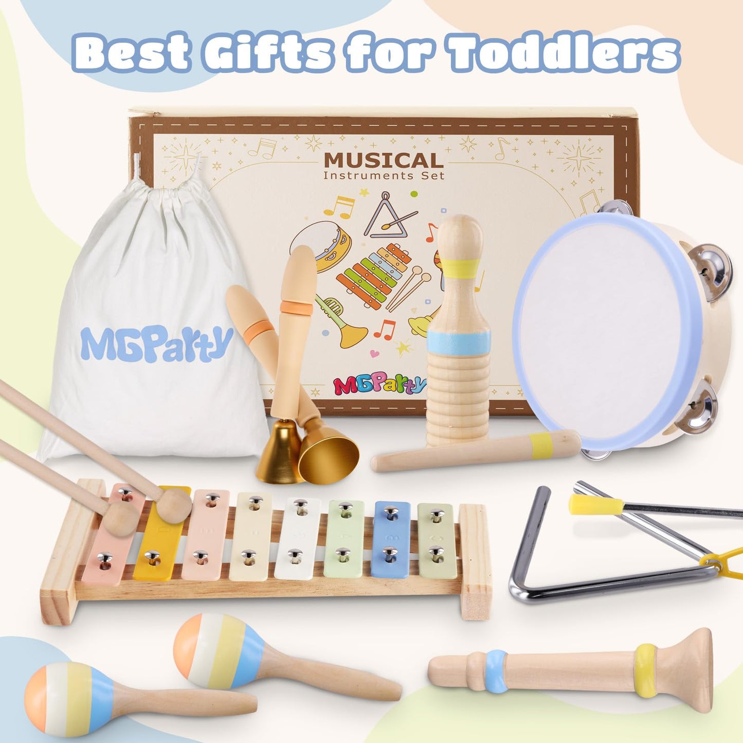 MGparty Baby Musical Instruments Set | Montessori Wooden Toys for Toddlers 1–3