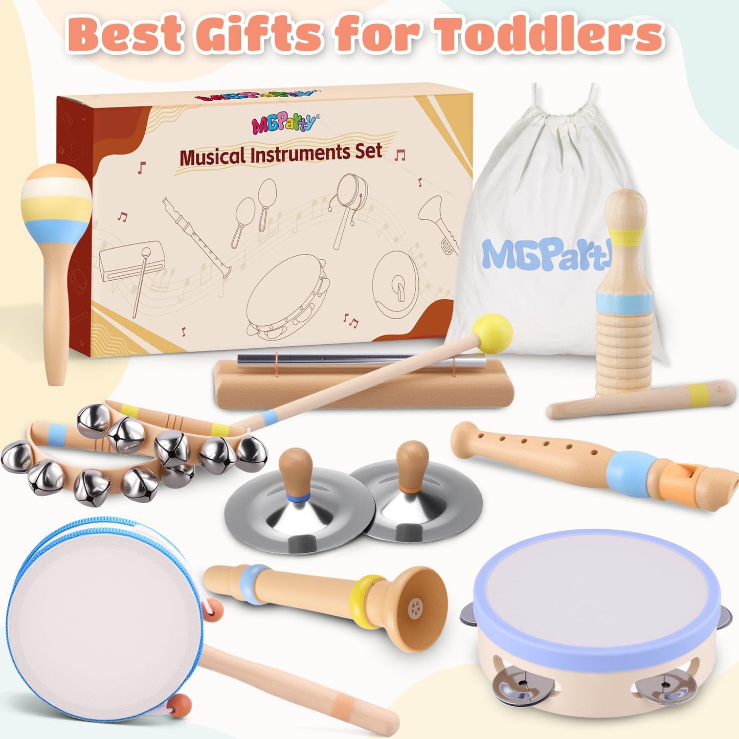 MGparty Baby Musical Instruments Set for Toddlers 1–3 | Montessori Wooden Music Toys