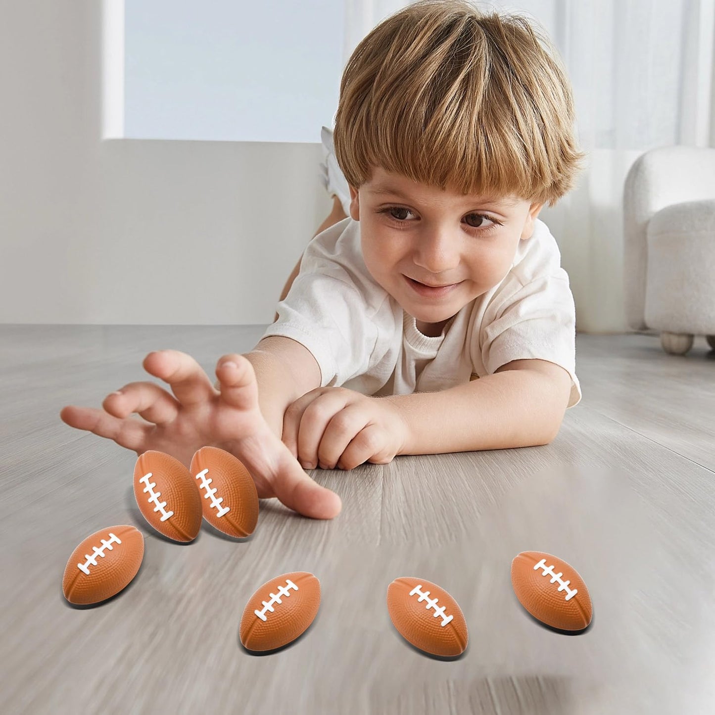 MIDELONG Mini Foam Footballs Stress Balls – 6 Pack for Stress Relief, Party Favors & Decor