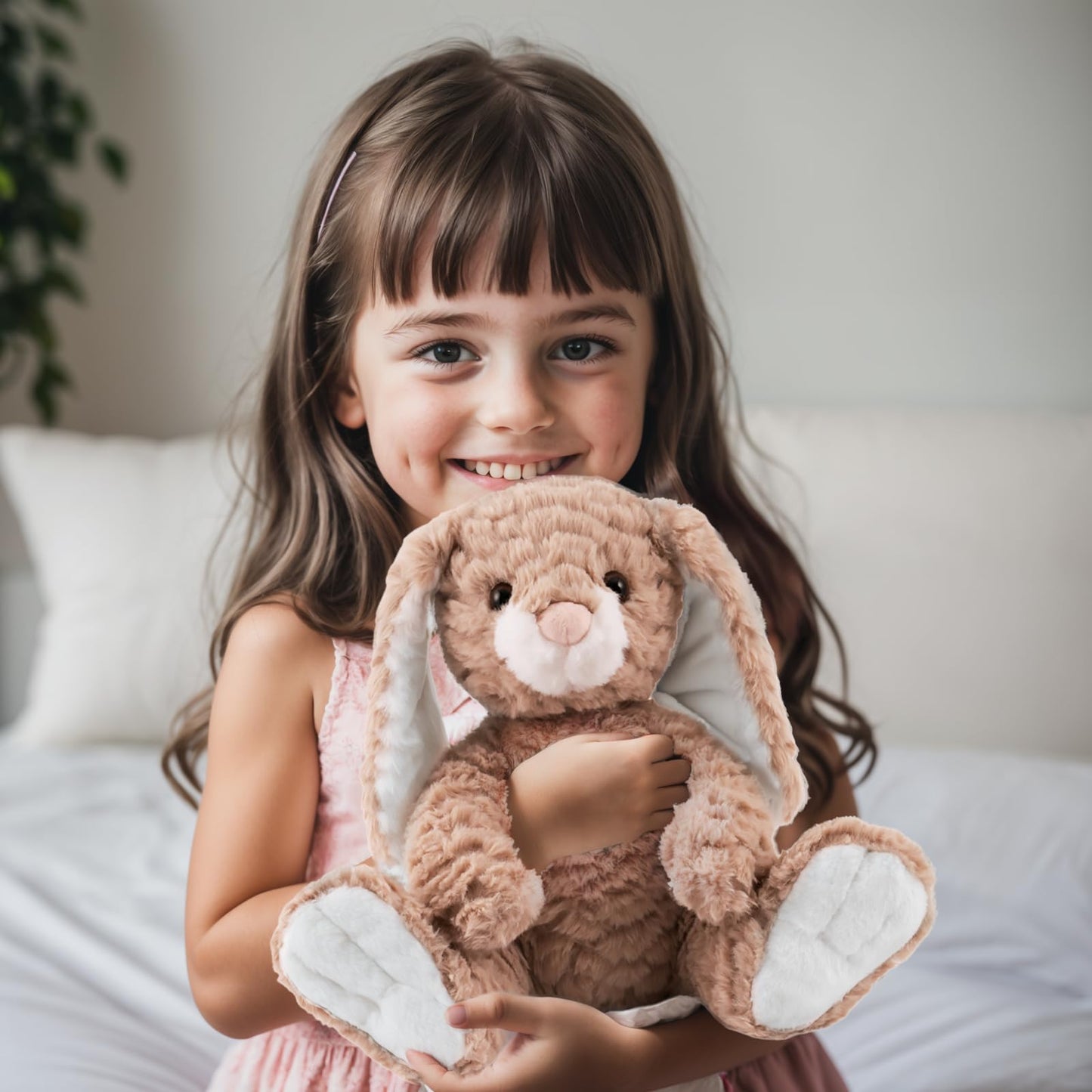 Mikee Fluffie Bunny Stuffed Animal — 9-Inch Plush Bunny with Safe, Washable Fur