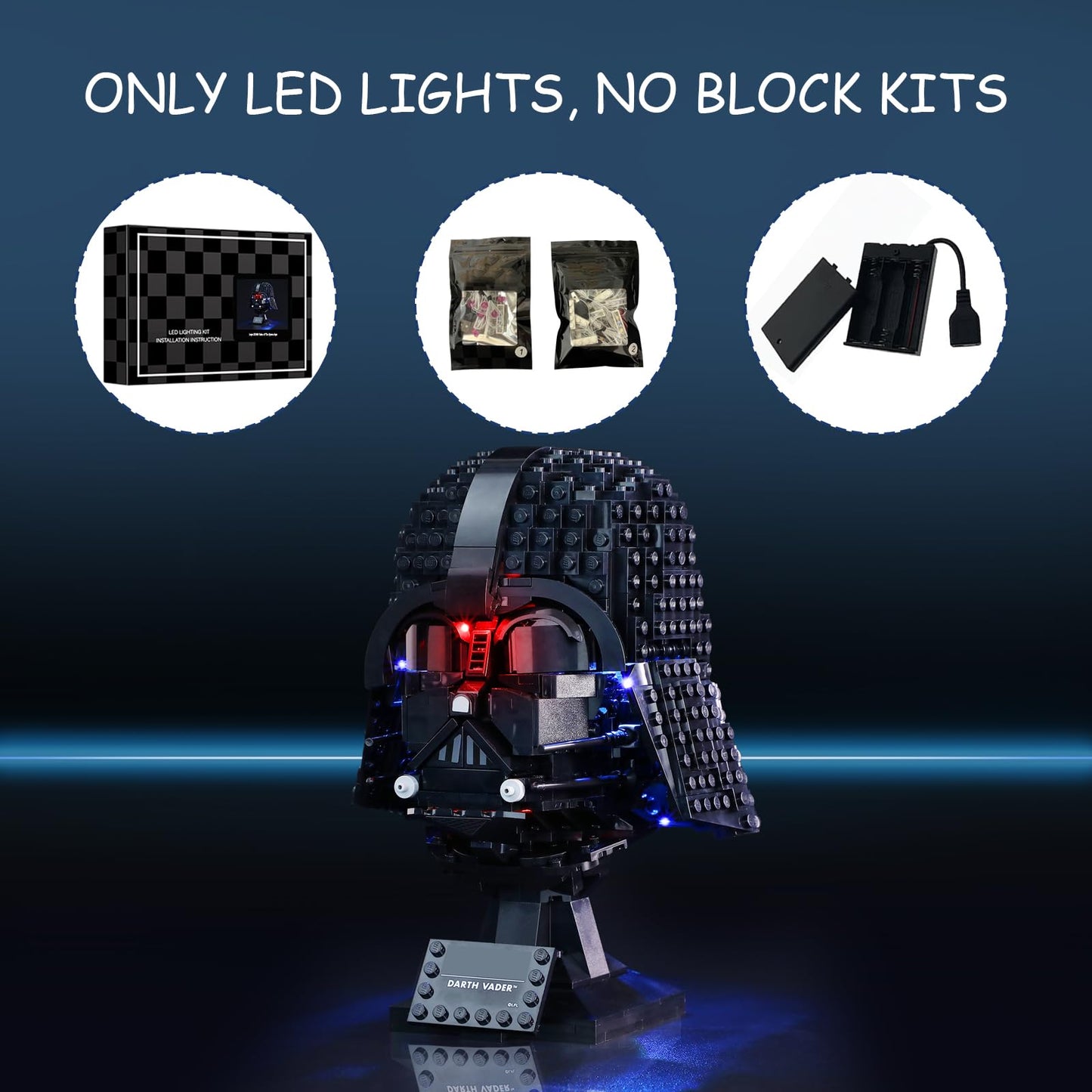 Mililier LED Light Kit for Lego Darth Vader Helmet 75304