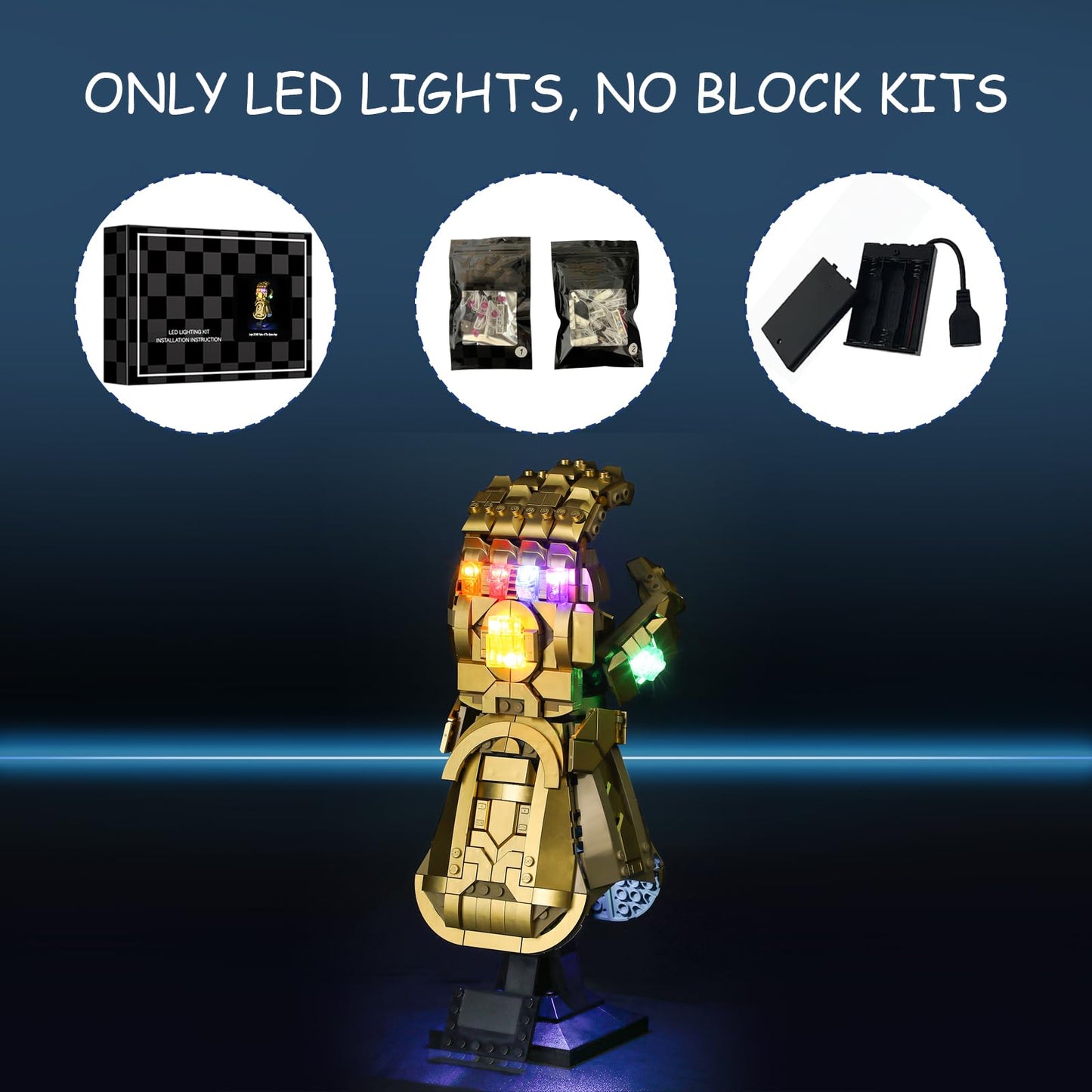 Mililier LED Light Kit for Lego 76191 Infinity Gauntlet – USB or Battery
