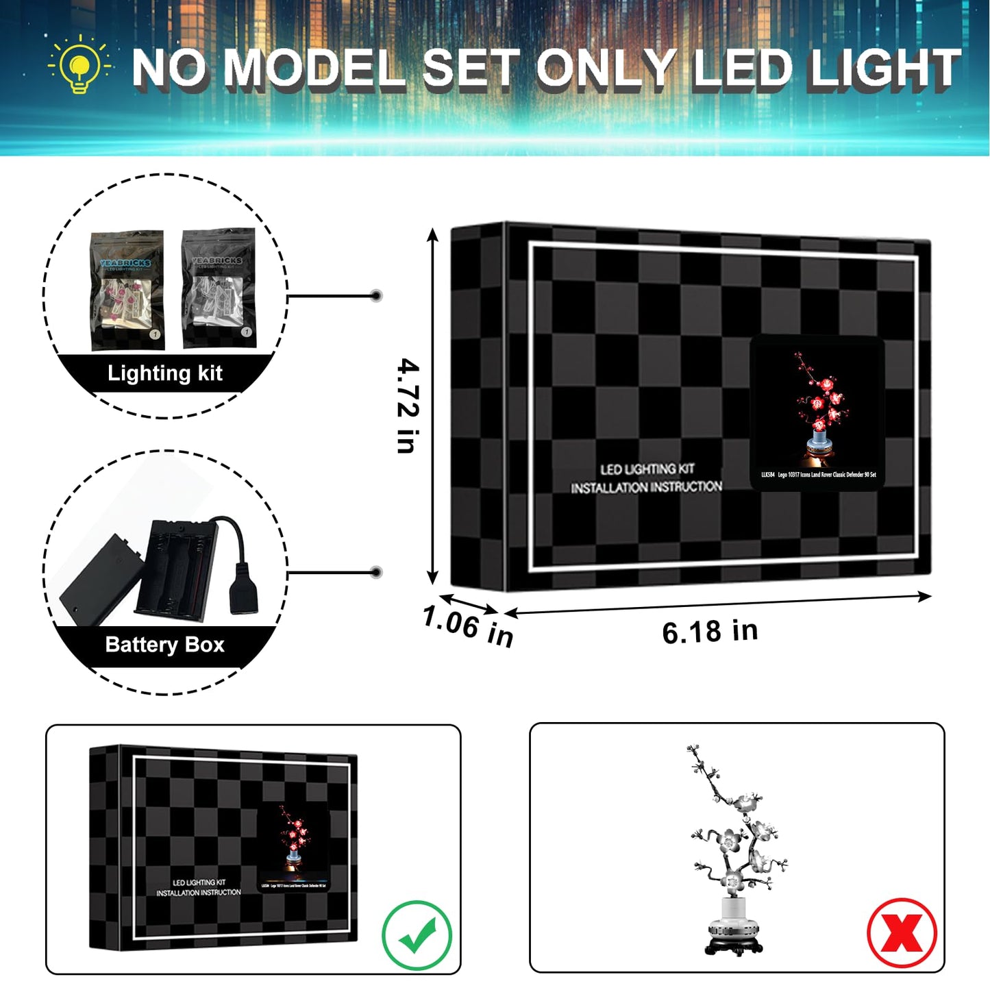 Mililier LED Light Kit for Lego 10369 Plum Blossom Building Set