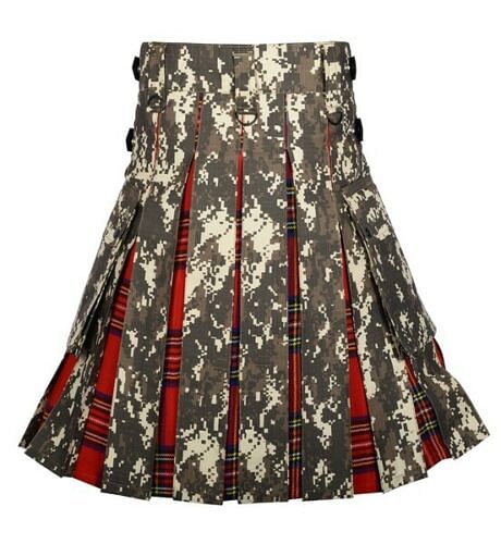 Military Digital Camo Utility Hybrid Kilt Royal Stewart Tartan