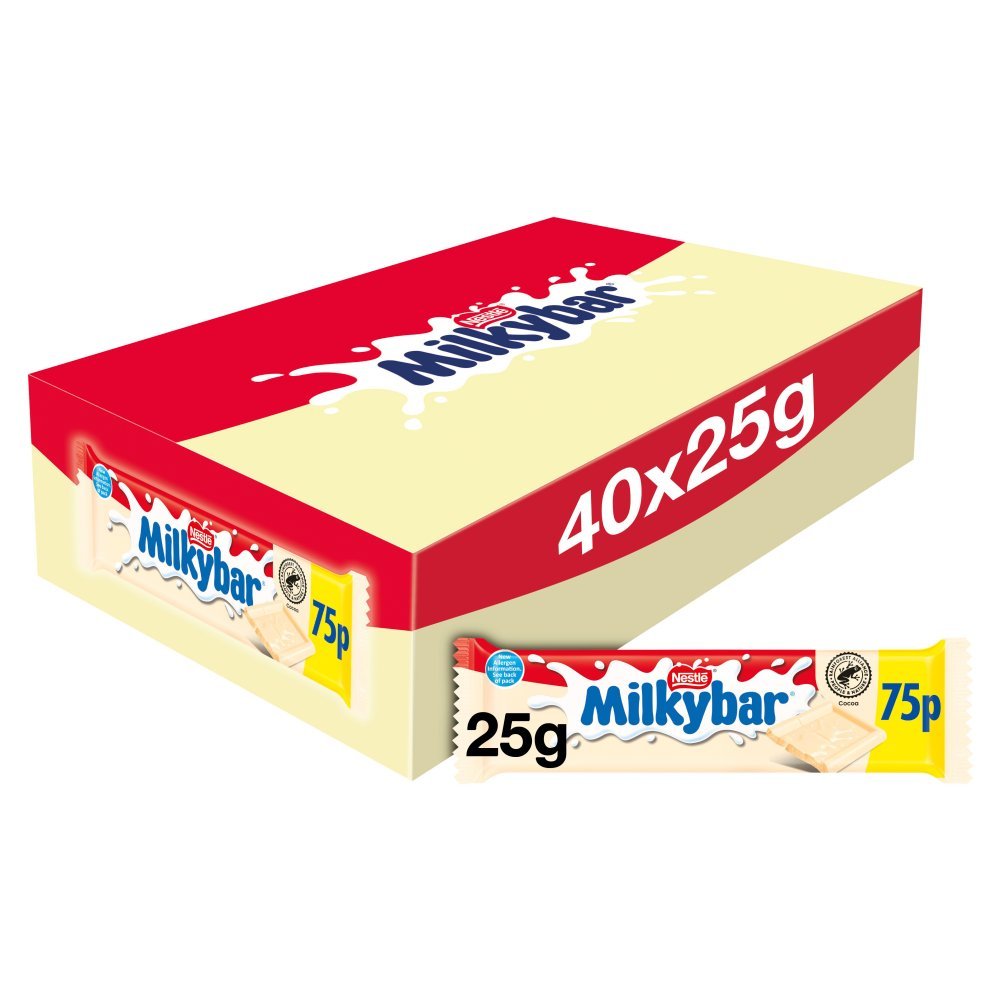 Milkybar White Chocolate Medium Bar, PMP 25g (Box of 40)
