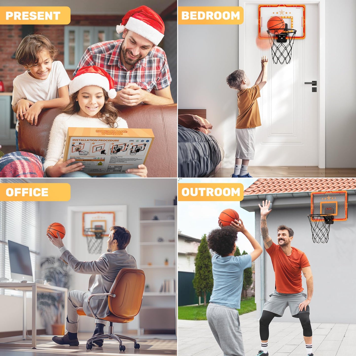 MindPal Indoor Basketball Hoop for Kids 8-12 — LED Mini Hoop with Scoreboard