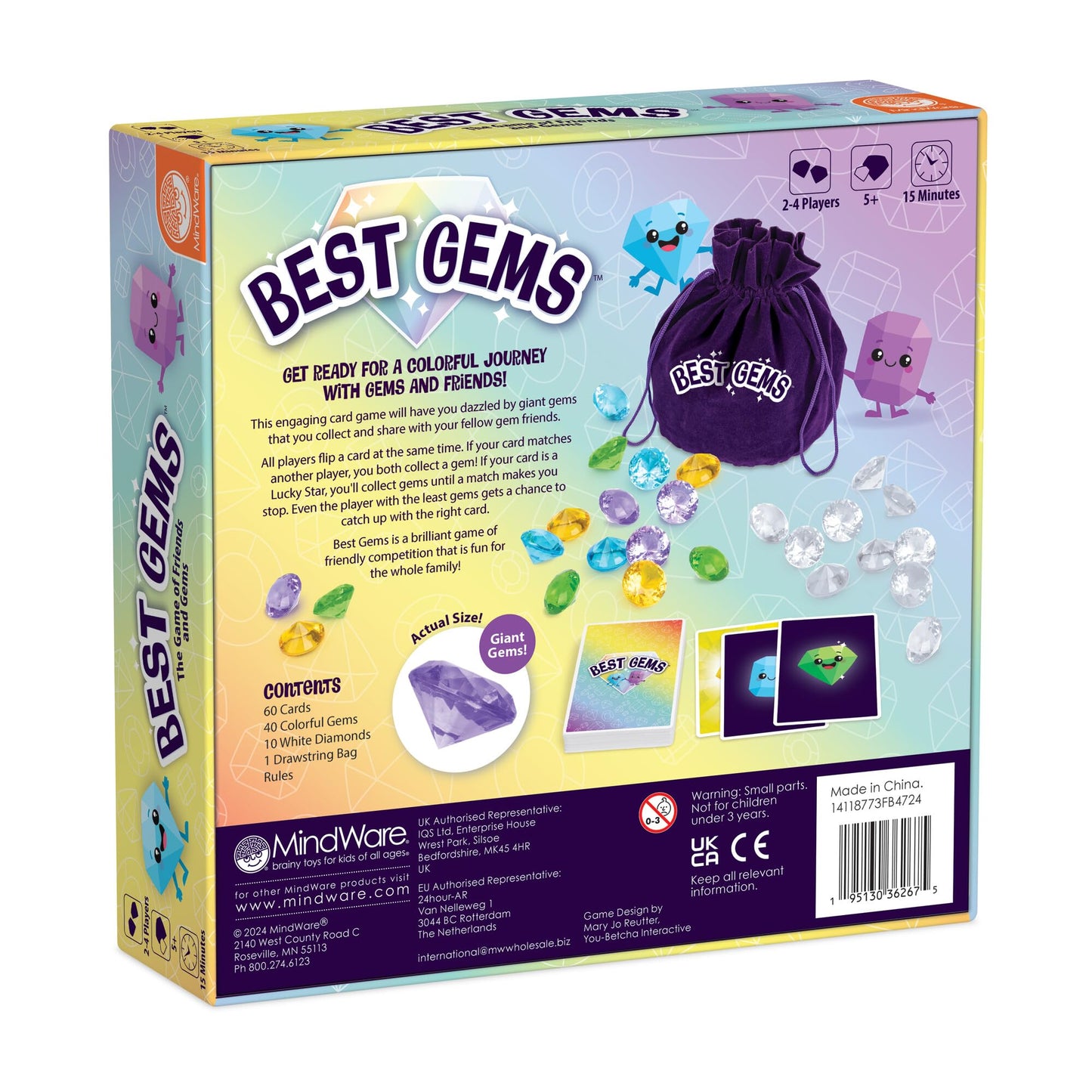 MindWare Best Gems Family Game – Match Giant Gems (Ages 5+) for 2–4 Players