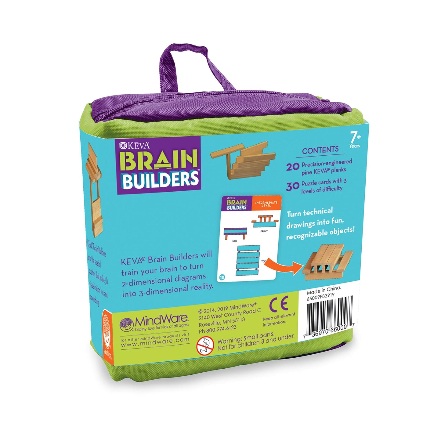 MindWare KEVA BrainBuilders - 3D STEM Challenges for Kids | 20 Planks & 30 Puzzles