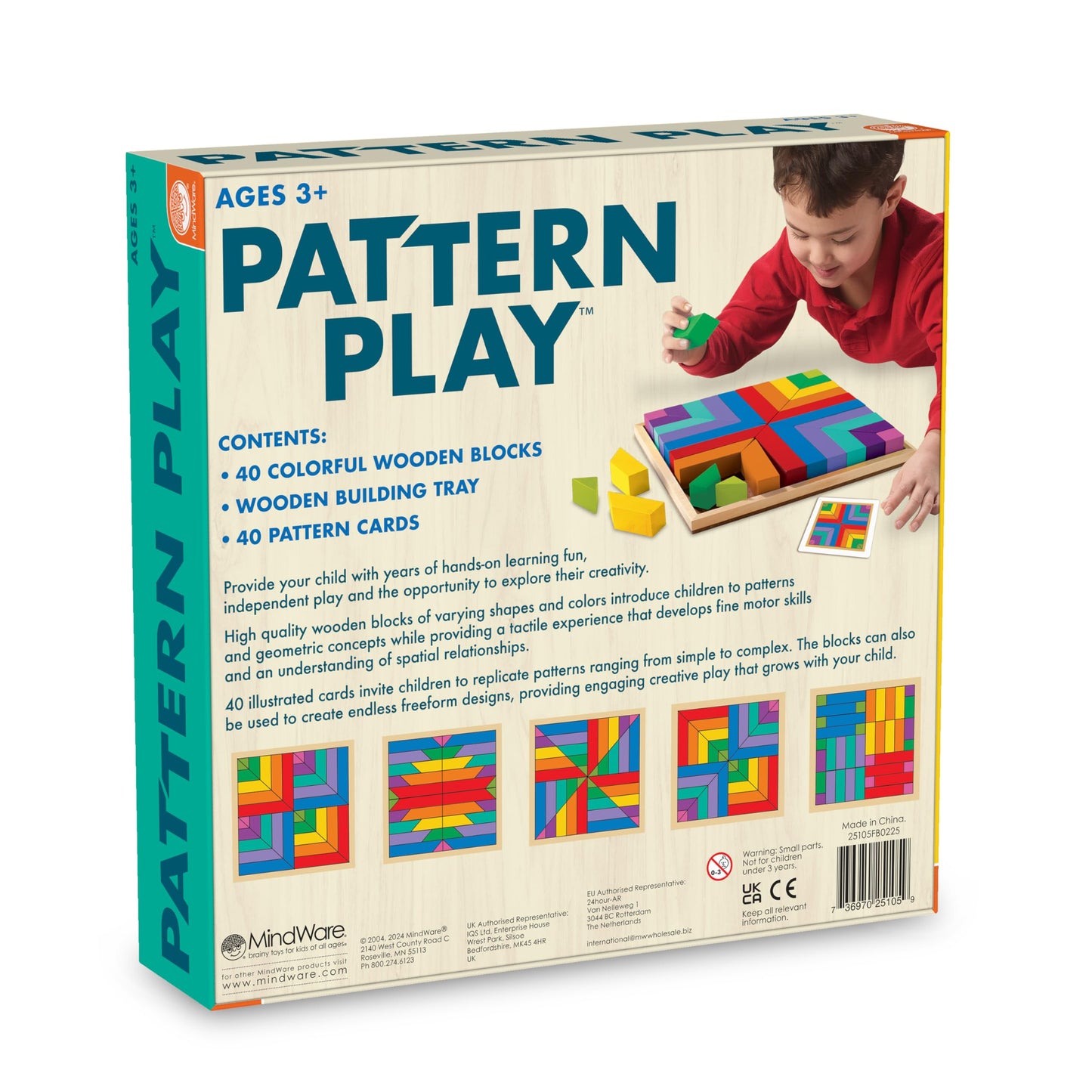 MindWare Pattern Play (Original) – Colorful Wood Blocks & Pattern Cards
