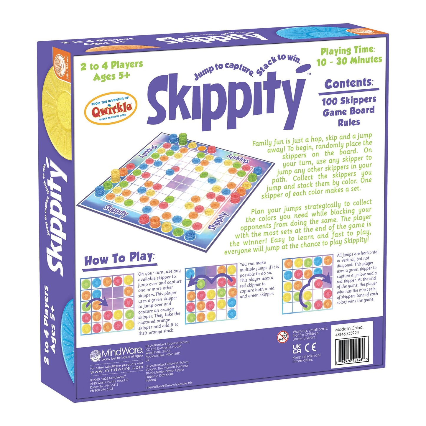 MindWare Skippity - Jump-and-Capture Board Game for 2-4 Players
