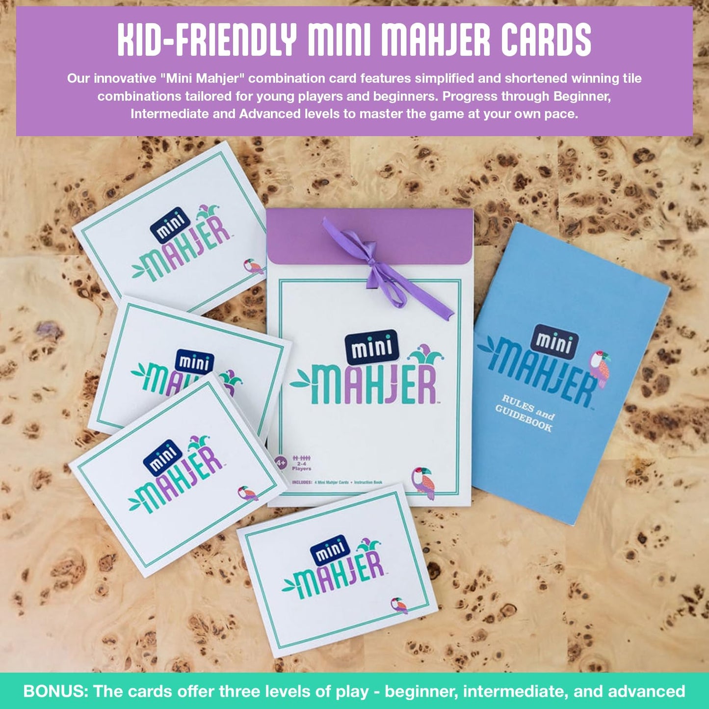 Mini Mahjer Mahjong for Kids & Families | Starter Set with Tiles, Racks & Guide | Ages 6+