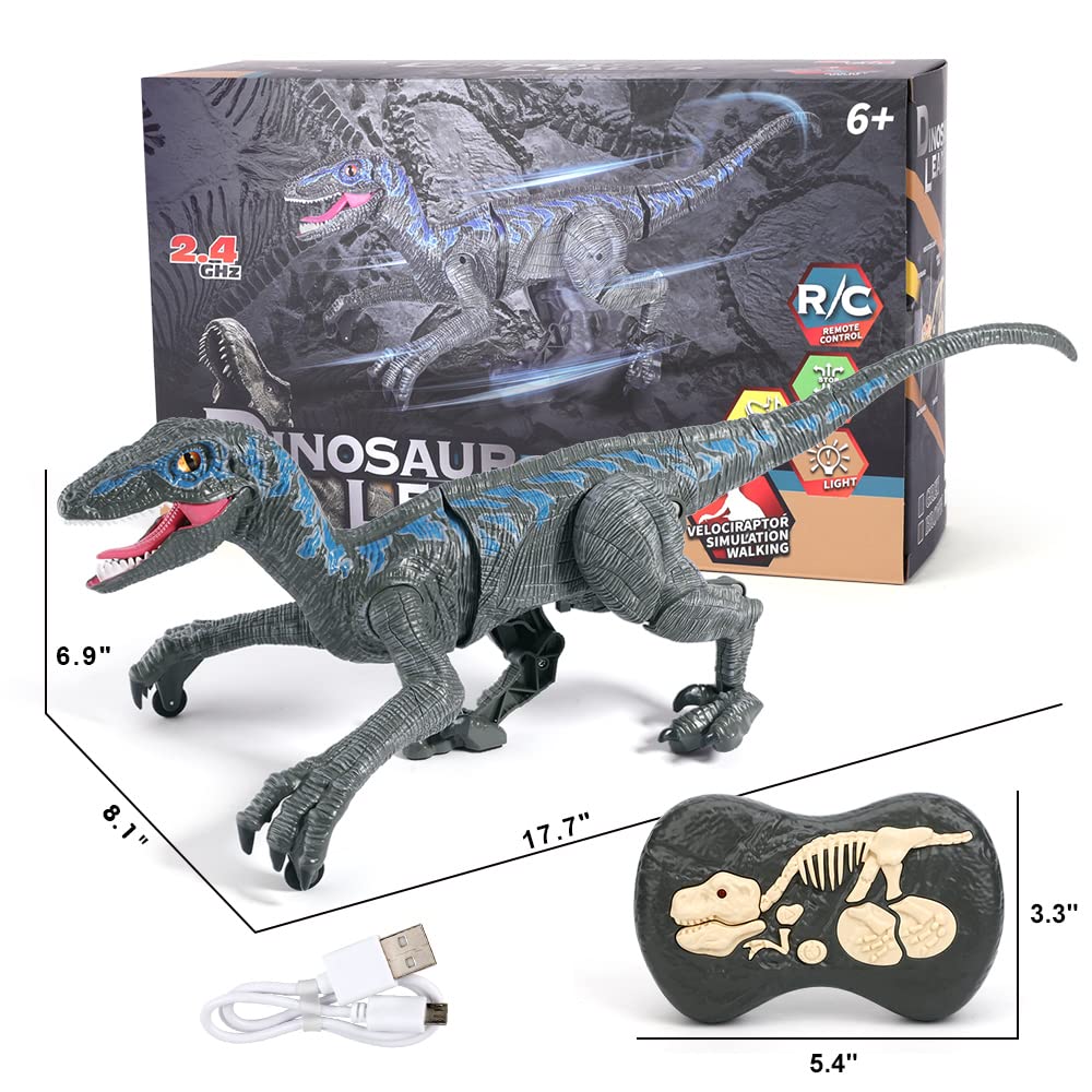 Mini Tudou 17.7-Inch RC Velociraptor Dinosaur Toy – Lights & Sounds