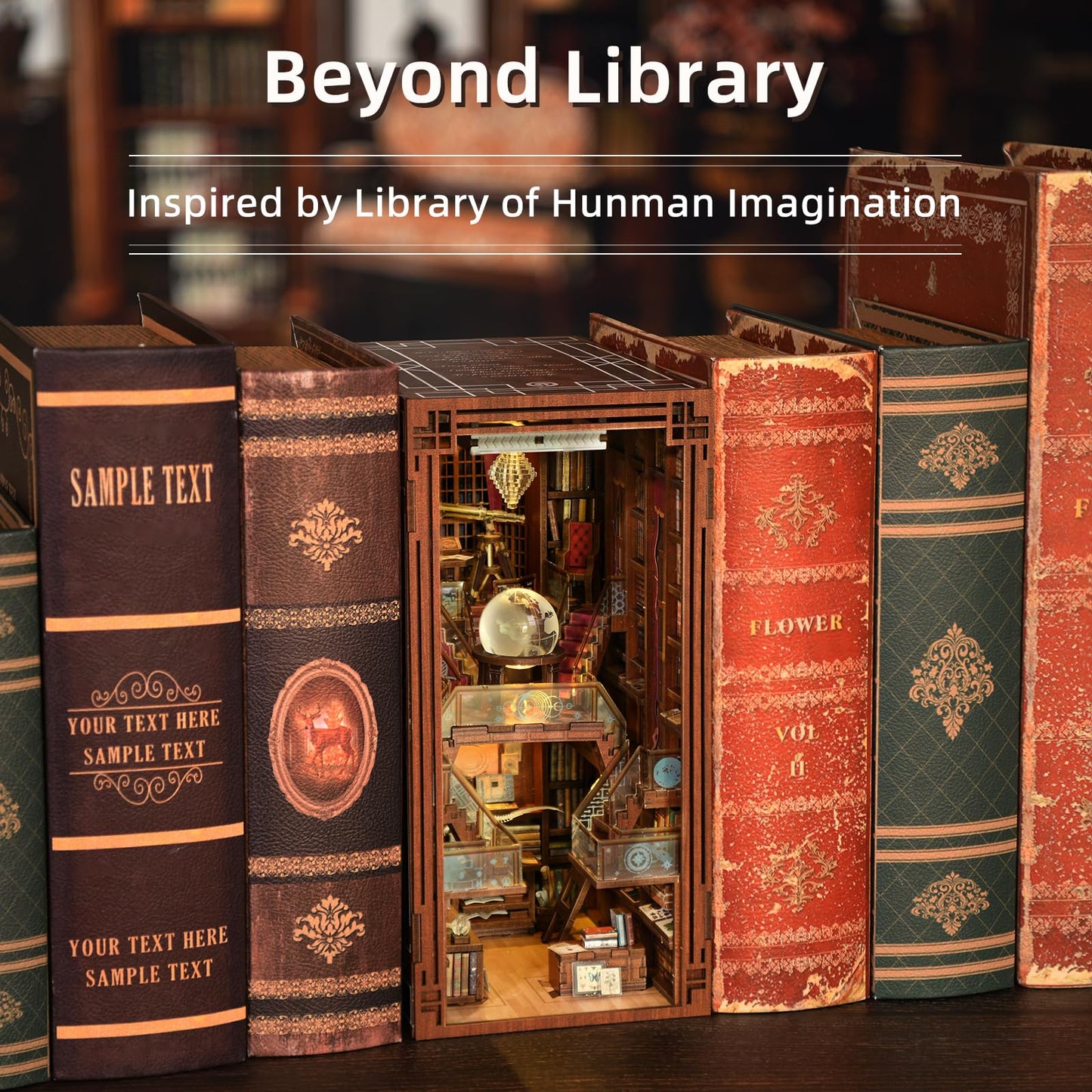 MiniCity Book Nook Kit – DIY 3D Wooden Bookend with LED Light