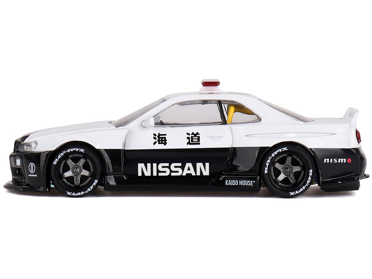 Mini GT KHMG120 Skyline GT-R (R34) Kaido Works V2 Aero – RHD Police Diecast 1/64