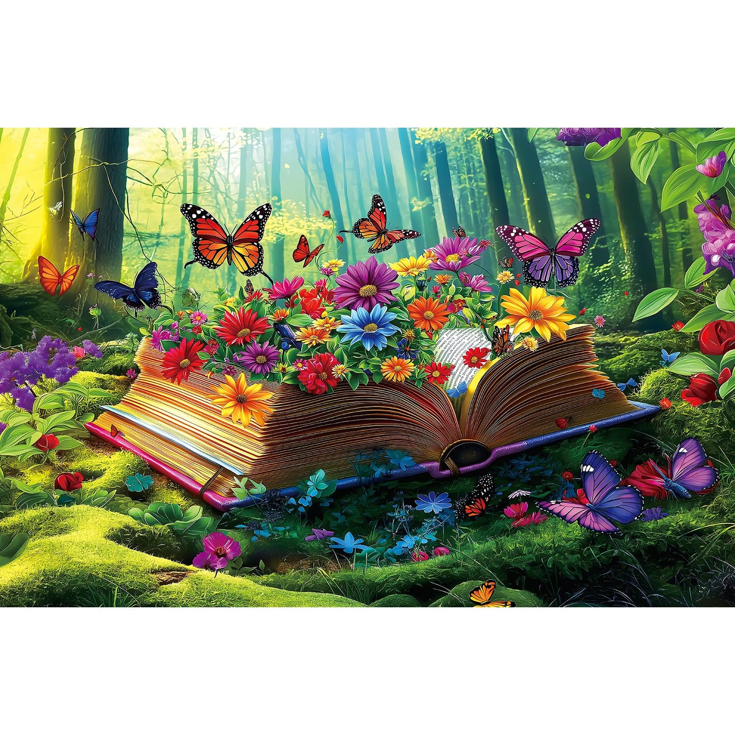 MINIWAN Vibrant Flowers 500-Piece Puzzle – Enchanted Garden & Butterflies