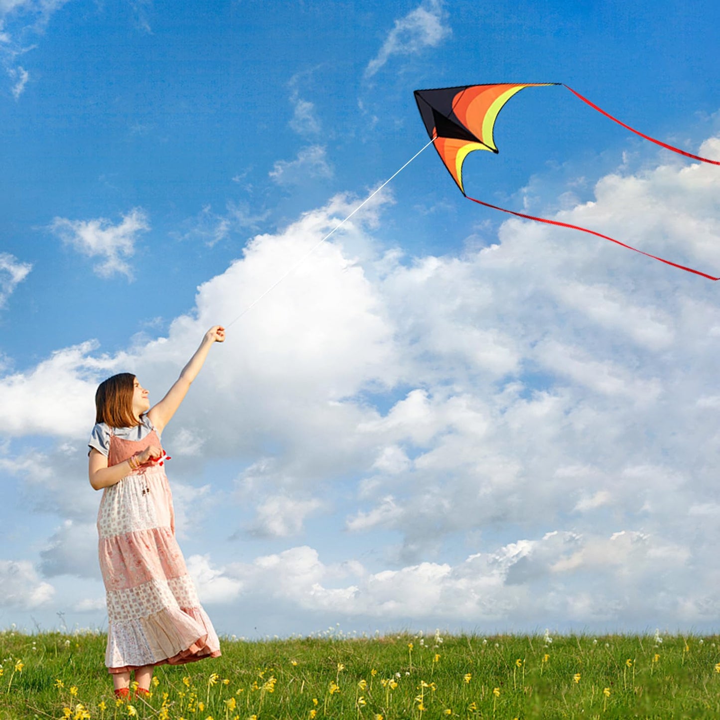 Mint's Colorful Life 2 Pack Delta Kites for Kids & Adults – Easy to Fly (Green & Yellow)
