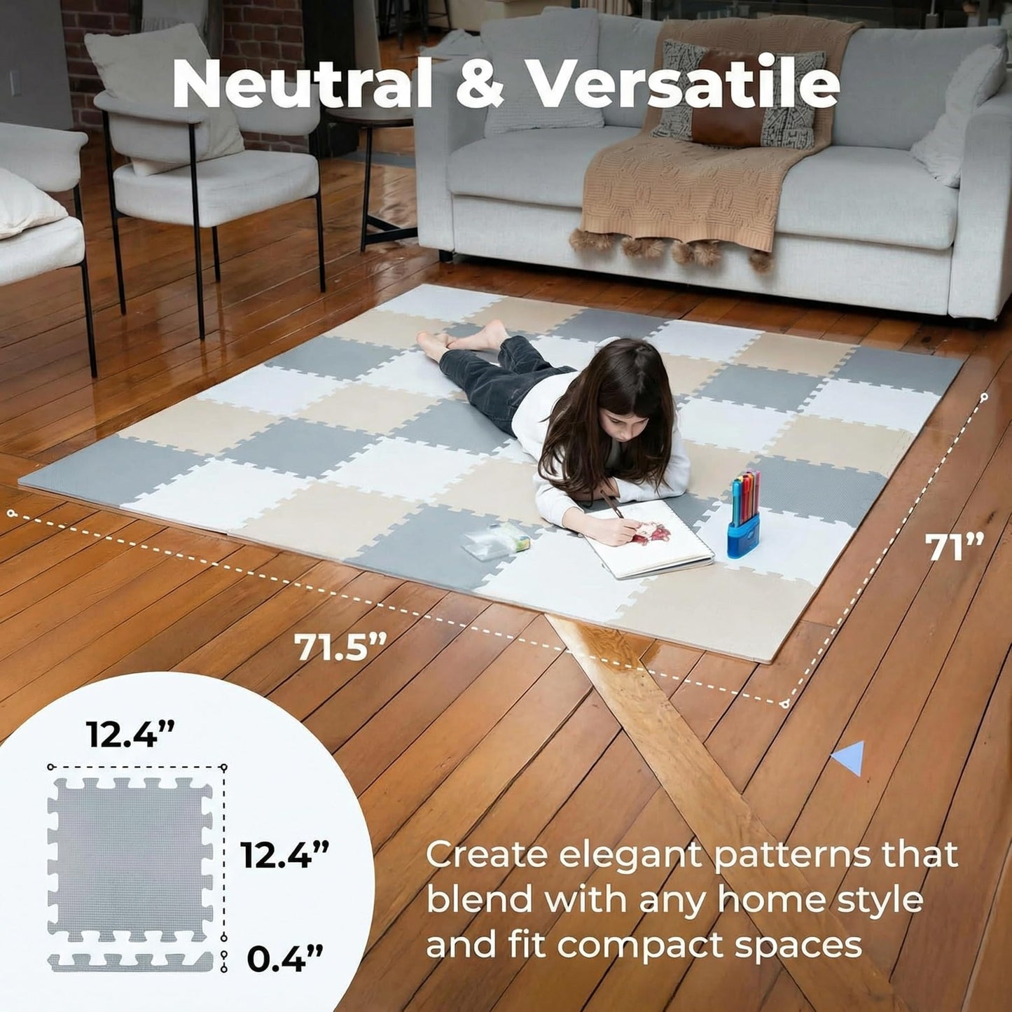 MioTetto Baby Play Mat – Adjustable Interlocking Foam Tiles for Safe Crawling & Development
