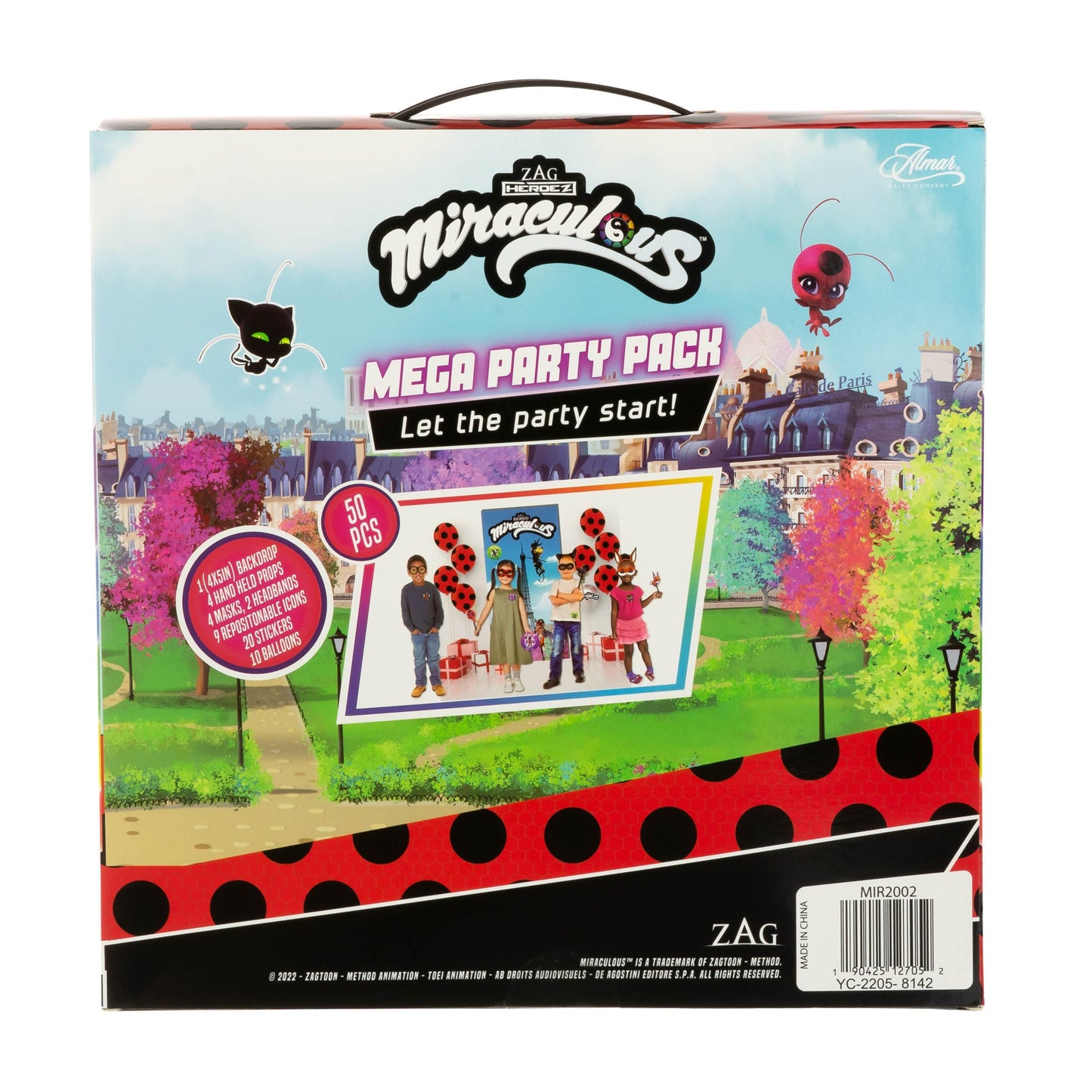 Miraculous Ladybug 50pc Birthday Party Supplies Set – All-in-One Celebration Kit with Backdrop, Props & Tableware