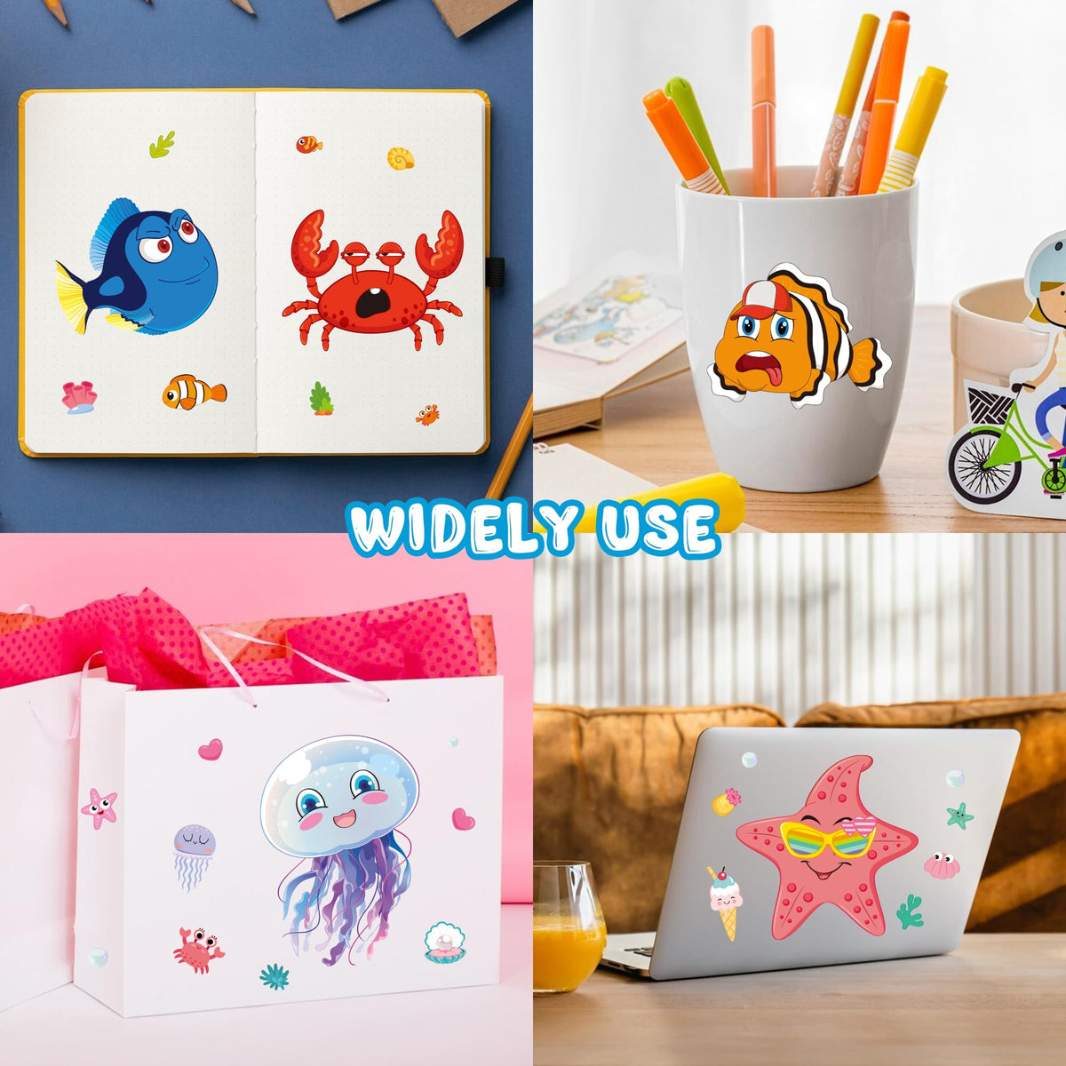 MISS FANTASY Ocean Stickers for Kids – 48 Sheets Ocean Creature Stickers for Parties, Crafts & Back to School