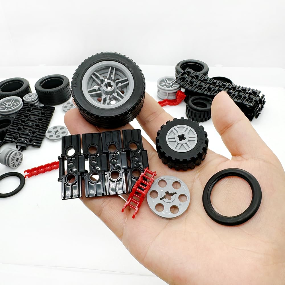 Miutrue Technical Parts Kit — 68 Gears, Wheels & Chains for Building Blocks (6+) | Compatible with Major Brands