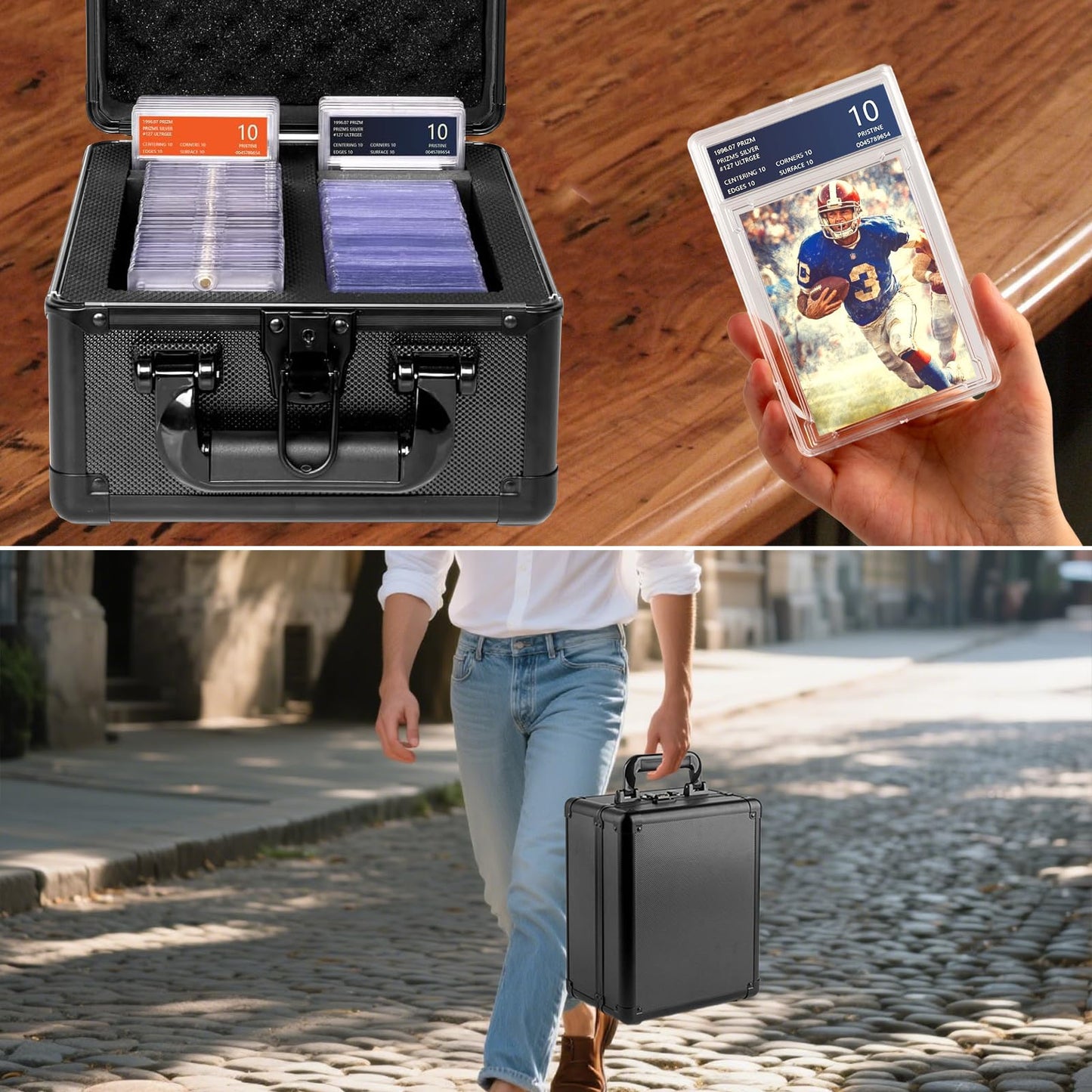 MIXPOET Graded Card Storage Box Case – Ultra-Capacity Top Loader Box with Aluminum Frame (Mid-Range)