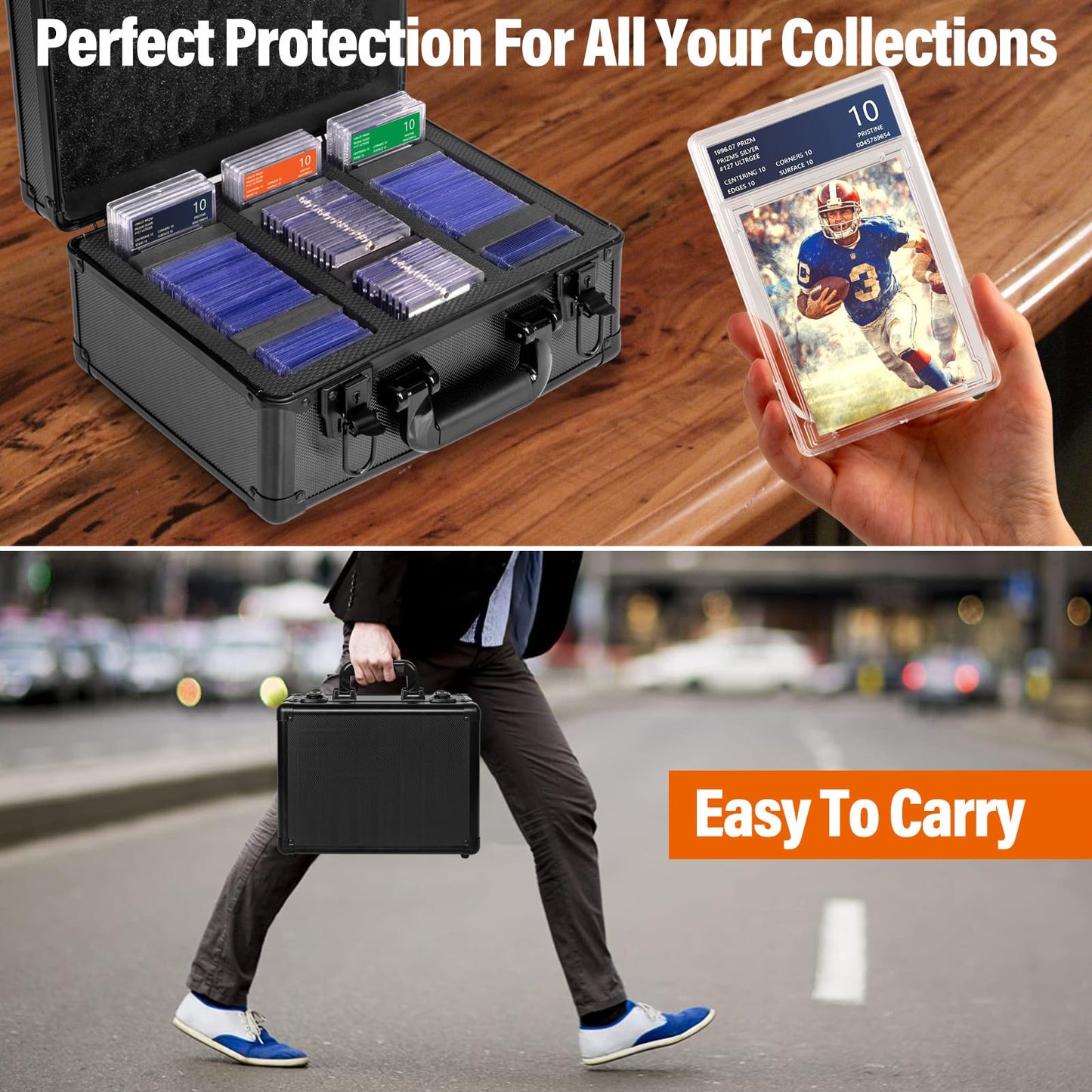 MIXPOET Graded Card Storage Box – Top Loader Case, Slab Storage, Portable & Durable