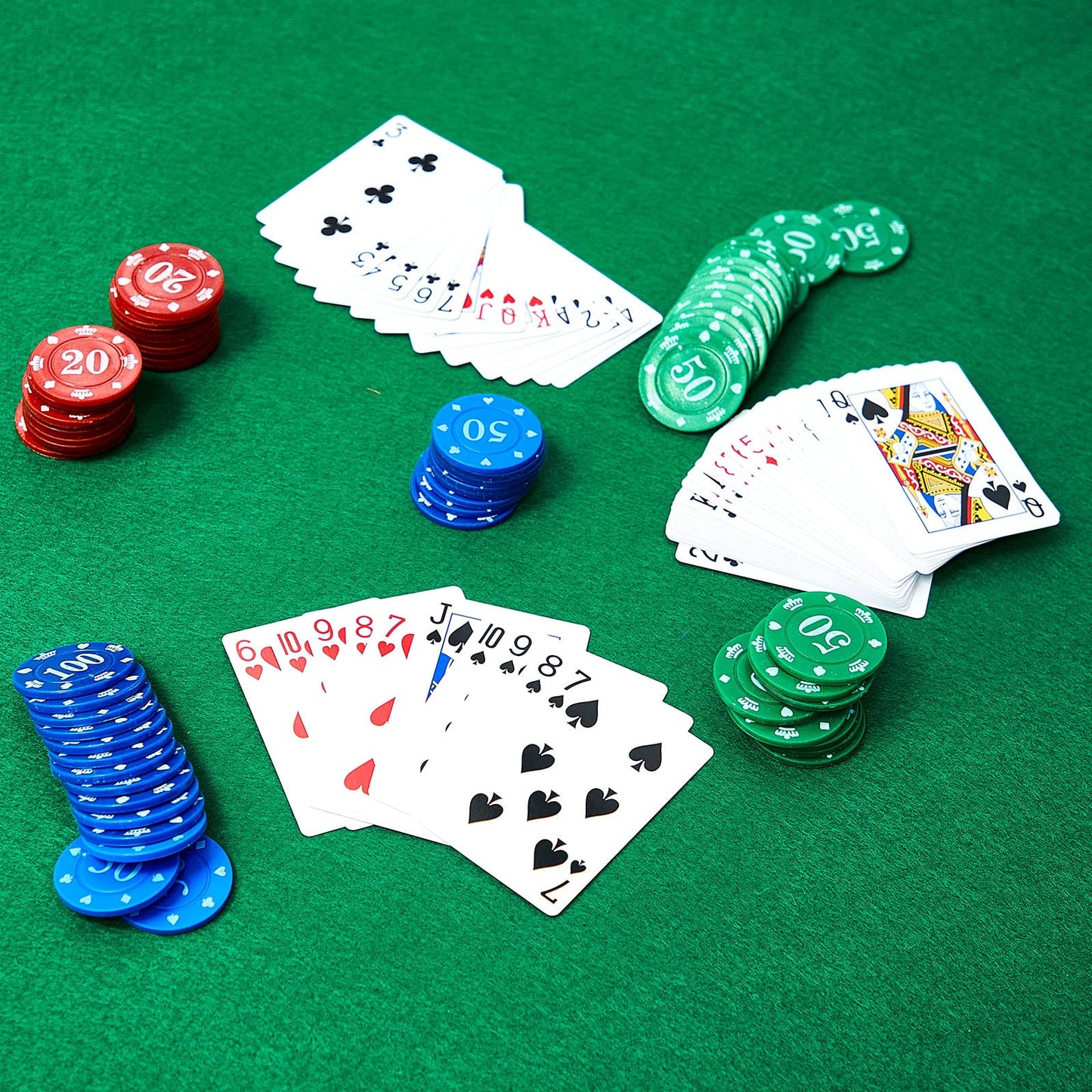 Mixweer 2-Piece Poker Table Top Mat Set – Premium Green Felt (36x72), Reversible & Foldable