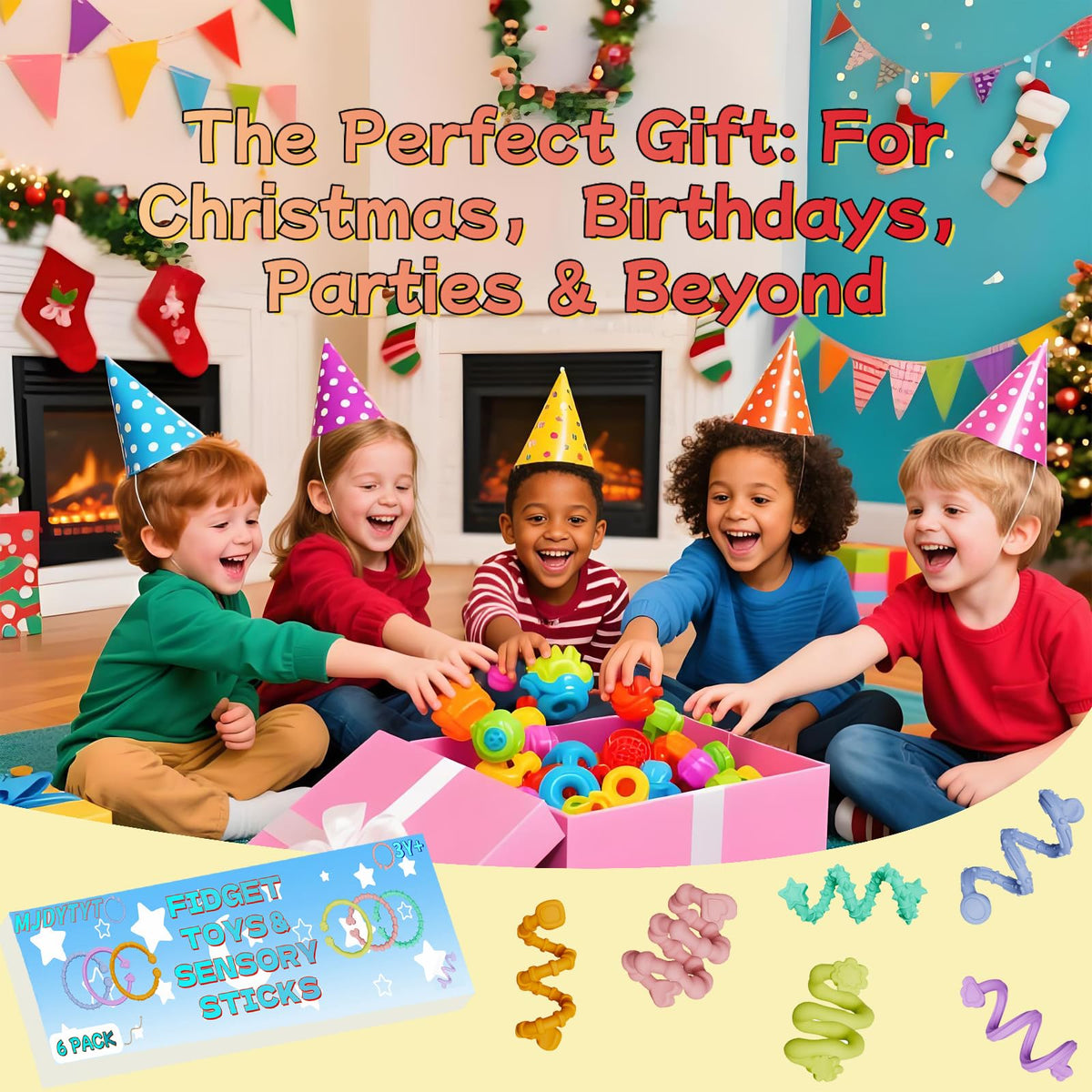 MJDYTYT Christmas Sensory Sticks (6 Pack) – Textured Fidget Toys