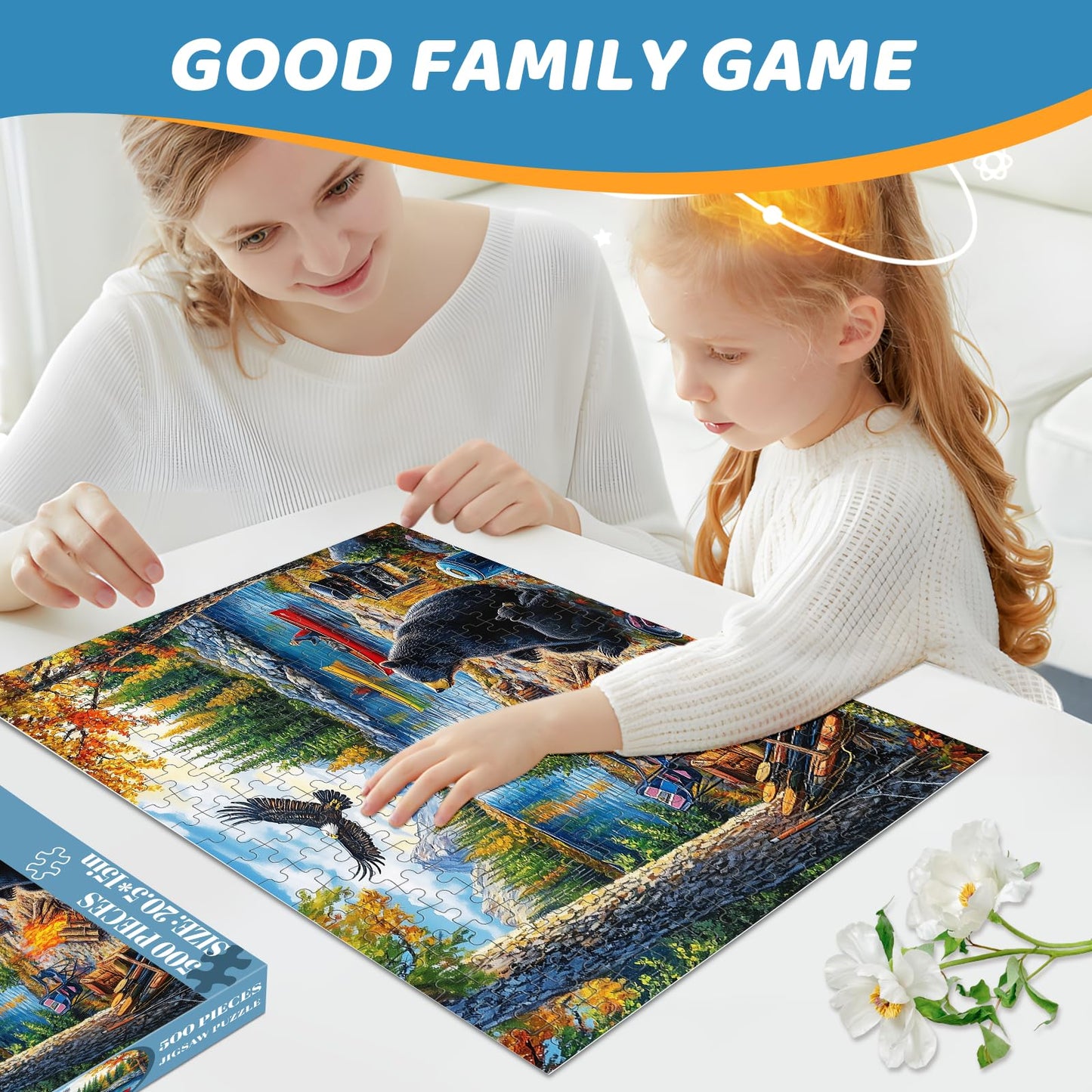 Mjyphdm 500 Piece Puzzles for Adults – Mother Bear & Eagle Large Piece Jigsaw, Recycled Cardboard, 20.5 x 15 in