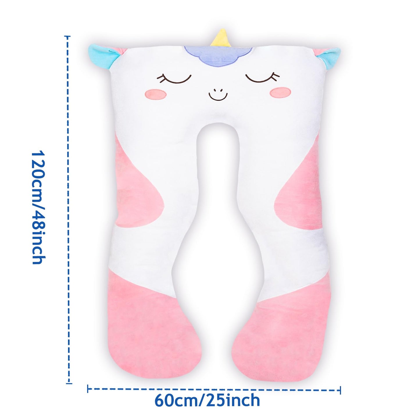 MLdian 47x23 in U-Shaped Plush Body Pillow for Kids – Unicorn