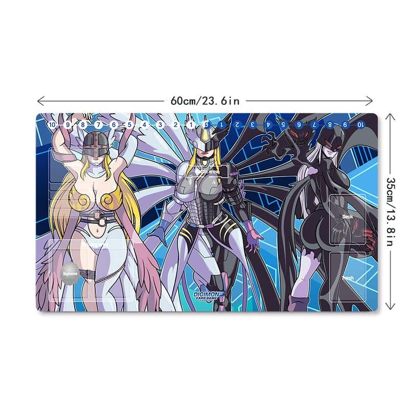 Mlikemat Digimon Playmat with Zones — Angewomon, Mastemon, Ladydevimon + Free Bag